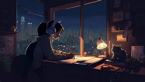 LoFi Girl Studying - AI Generated Artwork - NightCafe Creator