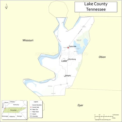 Map of Lake County, Tennessee - Where is Located, Cities, Population ...