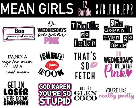 Mean Girls Svg Png Eps Burn Book That's so Fetch I'm a Cool Mom Svg Png Eps Mean Girls Quotes ...