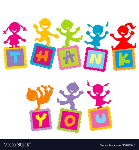 Thank you card with cartoon kids Royalty Free Vector Image