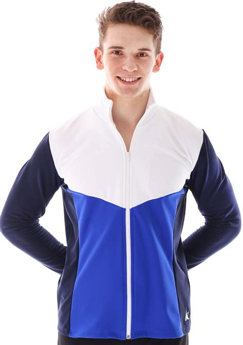 TS66B Male Tracksuit Jacket: in Royal Blue and Navy with White detail - A Star Leotards