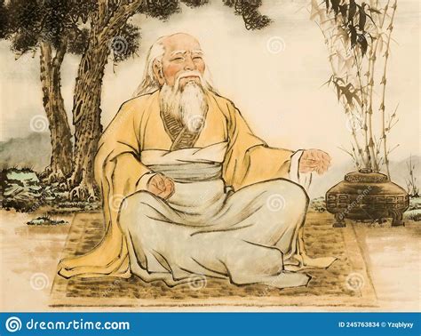 Laozi of Taoism Giving Lesson Portrait Painting Stock Illustration ...