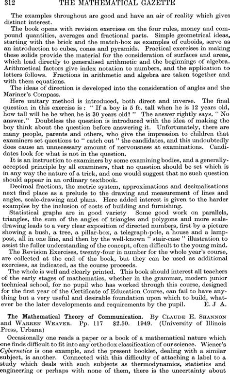 The Mathematical Theory of Communication. By Claude E. Shannon and ...