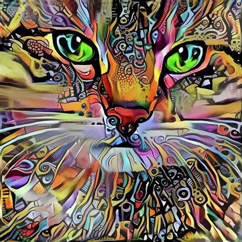 Sadie the Colorful Abstract Cat Digital Art by Peggy Collins