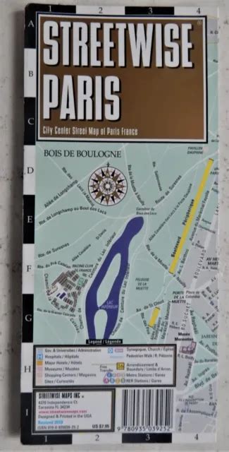 STREETWISE PARIS FRANCE Map Laminated City Center Street index Metro landmarks $49.95 - PicClick