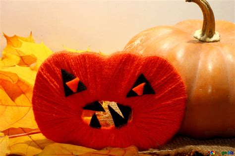 Children's crafts and pumpkin on halloween free image - № 35412