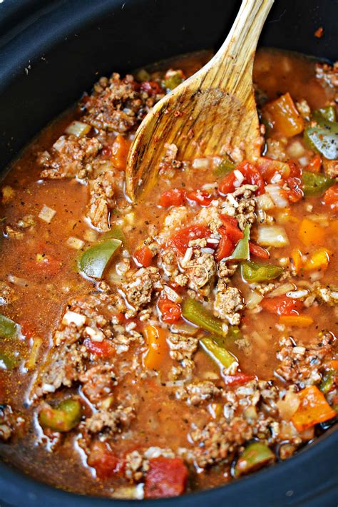 Stuffed Pepper Soup in the Slow Cooker - Sweet Pea's Kitchen