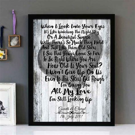 "I Won't Give Up" - Jason Mraz - Framed Lyrics Wall Art Design