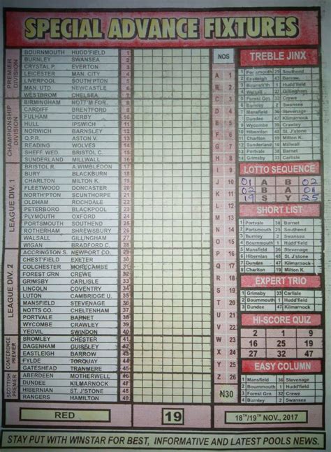 Week 28 Pool Fixtures: 2017/2018 UK Football Pools Forecast And ...