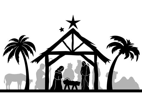 Christmas Silhouette Nativity Graphic by simpline · Creative Fabrica