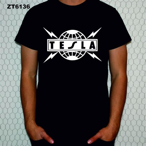 Tesla T-Shirt White Symbol And Logo – Metal & Rock T-shirts and Accessories