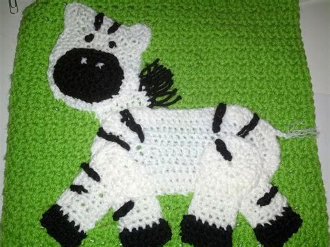 Blooming Lovely: WIP - Crochet Zoo Blanket - Zebra Applique