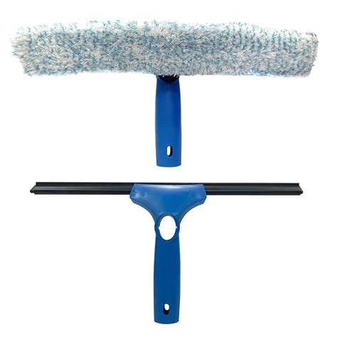 KLEEN HANDLER Window Washing 14 in. Squeegee, 2-in-1 Window Cleaning Tool, Scrubber and Squeegee ...