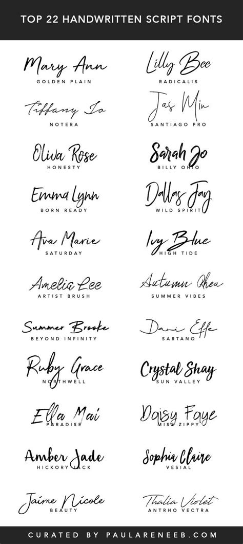 Top 22 Handwritten Script Fonts for Personal & Business Branding