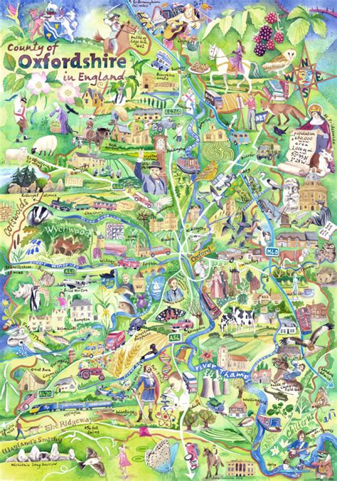 Map of Oxfordshire: an award-winning hand-painted map of the county