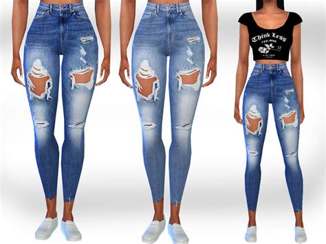 The Sims Resource - Female Full Ripped Jeans