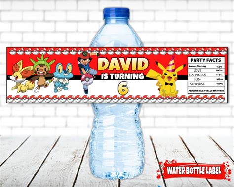 Kids Birthday Water Bottle Labels, Personalised Printable Water Bottle Label, Water Bottle ...