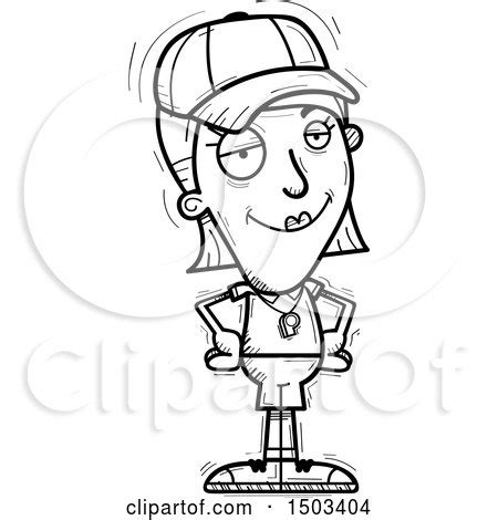 Clipart of a Black and White Confident White Female Coach - Royalty Free Vector Illustration by ...