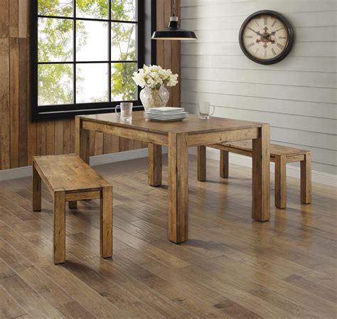 Rustic Wood Dining Table Brown Distressed Farmhouse Style Thick Legs ...