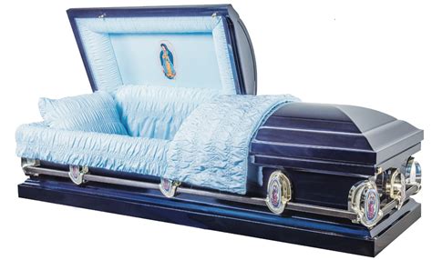 Navy Blue Lady of Guadalupe Metal Casket - CasketGallery