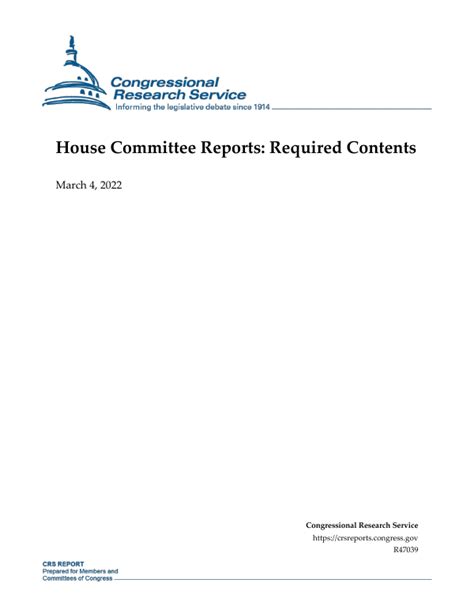 House Committee Reports: Required Contents - EveryCRSReport.com