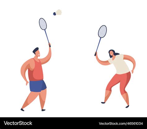 Cartoon characters playing badminton game Vector Image