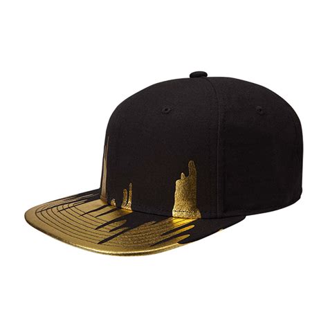 Drip Flat Brim Snapback Baseball Cap // Black + Gold - Gents - Touch of ...