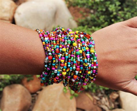 African Seed Bead Bracelet for Women - Chunky Wrap Bracelet - Bohemian Layering Jewelry ...