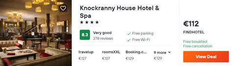 B&B stay in 4* Knockranny House Hotel & Spa in Westport for €112/double ...