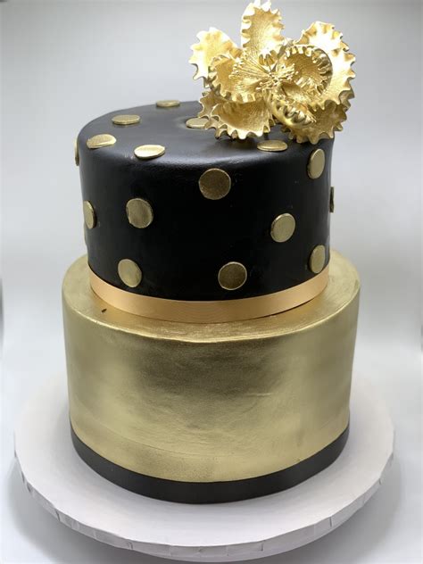 Gold And Black Cake - Mia's Bakery - Brooklyn