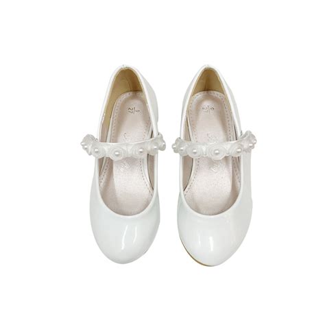 Girls Low Heel Formal Flower Girl Shoes White 4-10Yrs | BLUESKYKIDSLAND