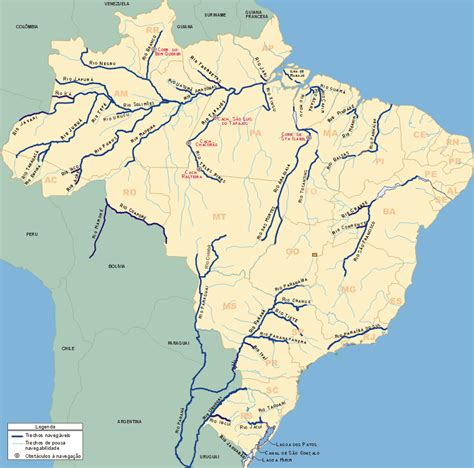 Bacias Hidrográficas e Hidrovias do Brasil | Geography map, South america map, Map