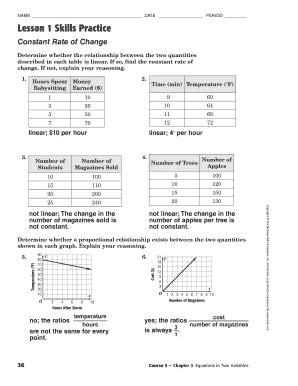 Lesson 1 Skills Practice Constant Rate Of Change - Fill and Sign Printable Template Online