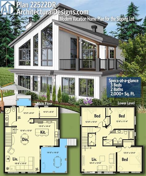 40+ Modern House Plans For Narrow Sloping Lots, Popular Style!