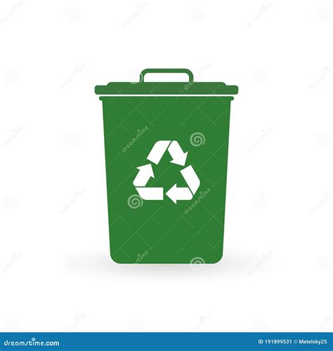 Trash Can Icon with Recycle Sign. Garbage Bin or Basket with Recycling ...