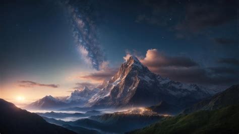 Premium AI Image | Starry Mountain A Mystical Night in Space