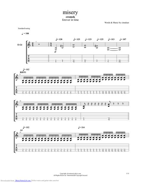 misery guitar pro tab by The Cromok @ musicnoteslib.com