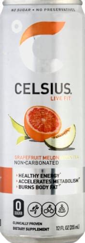 Celsius Grapefruit Melon Green Tea Dietary Supplement Energy Drink, 12 ...