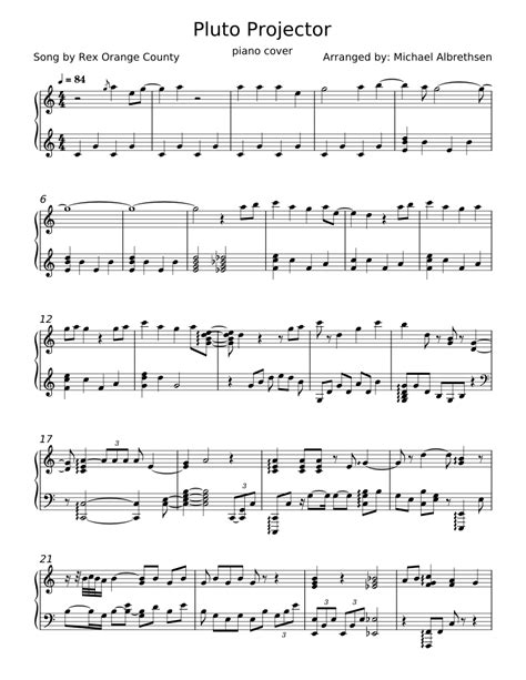 Pluto Projector - Rex Orange County Sheet music for Piano (Piano Duo ...