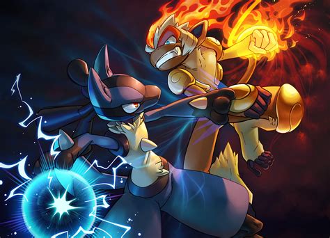 Lucario vs. Infernape Epic Battle - HD Wallpaper by tori otoko