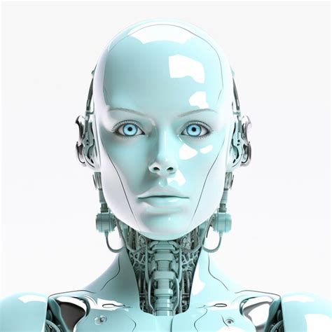 Premium AI Image | A female robot with blue eyes and a white headdress