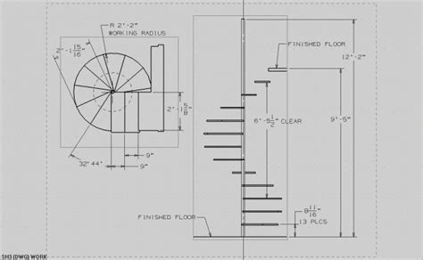 Spiral Staircase Measurements Drawing Simple Design Images 82 - Stair ...