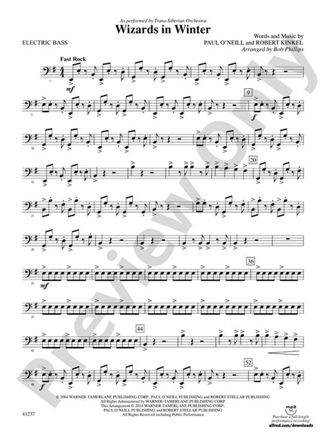 Wizards in Winter: Electric Bass: Electric Bass Part - Digital Sheet ...