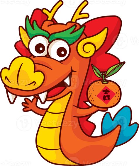 Chinese Dragon Zodiac with Tangerine Illustration