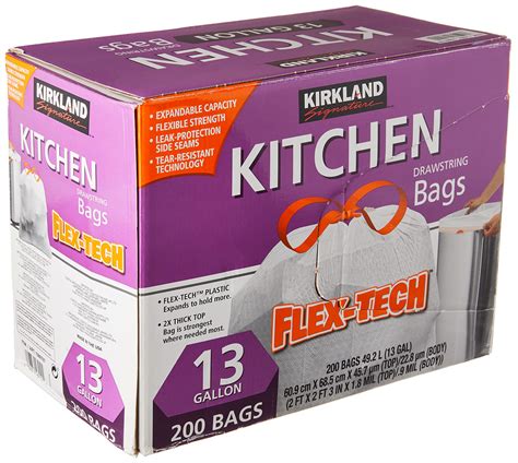 200-count Kirkland Signature Flex-Tech 13-Gallon Scented Kitchen Trash Bags Household Supplies ...