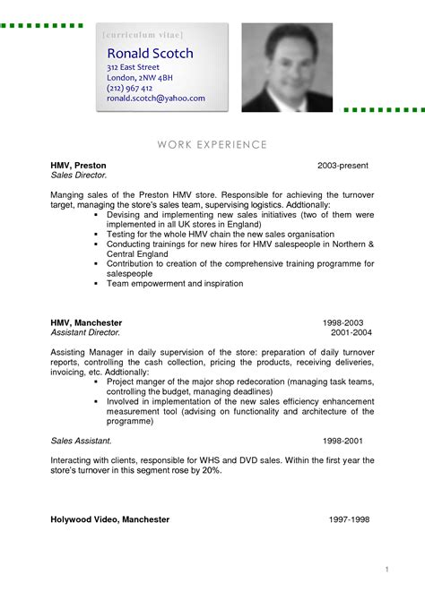 Curriculum Vitae Cv Samples - Fotolip