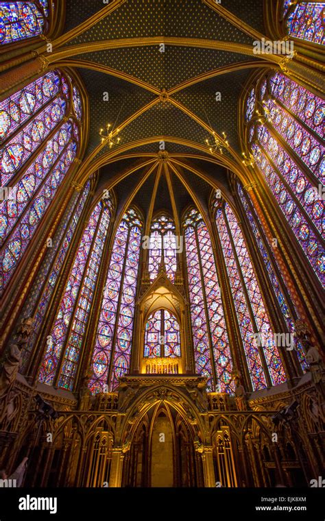 Stained glass windows of Sainte Chapelle, Paris, France Stock Photo - Alamy