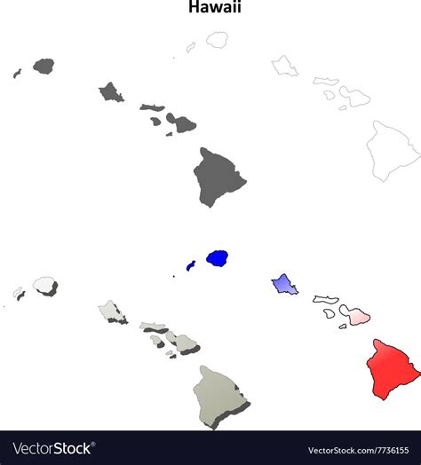 Hawaii outline map set Royalty Free Vector Image