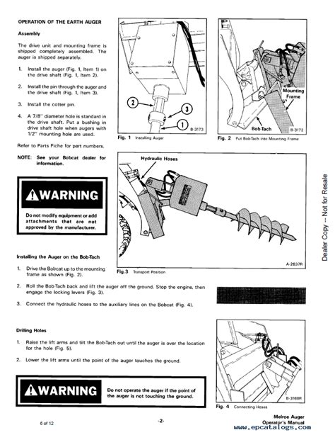 Bobcat Lowe Auger Hex Drive Operators Manual PDF Download