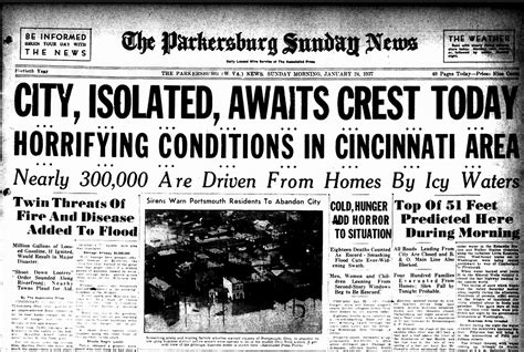 Front page of Parkersburg News, Jan. 24, 1937 | Ohio river, Flood, Parkersburg